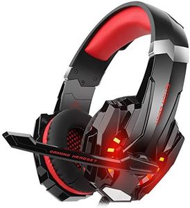 KOTION EACH G9000 Headset 3.5mm Gaming Headphone Earphone with Microphone LED Light for Laptop Tablet/Mobile Phones/PS4 (Black Red)