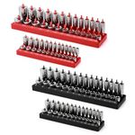 AIRTOON 1/4-Inch & 3/8-Inch Drive Socket Organizer Trays, 4-Piece SAE and Metric Socket Tray Set, Deep and Standard Socket Holders Organizers for Toolbox, Black & Red