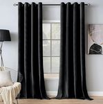 MIULEE Velvet Curtains Black Elegant Eyelet Curtains Thermal Insulated Soundproof Room Darkening Curtains/Drapes for Classical Living Room Bedroom Decor 46 x 90 Inch Set of 2