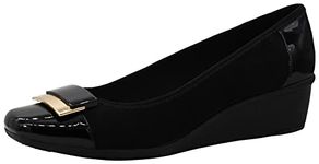 Anne Klein Women's Waverly Wedge Pump, Black Suede, 6.5 UK