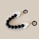 KC Pearl Lanyard Keychain Mobile Chain Beads Charm, Phone Pendant Wrist Bracelet Holder | Purse, Camera, Mobile Phone Lanyard Strap Smartphone Case For Girls Women Black