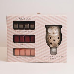 A Cheerful Giver Plug in Wax Warmer & Melts Gift Set with 3 Fragrances, Owl