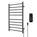 Aquatrend Heated Towel Rack, 10 Bar Electric Stainless Steel Heated Towel Racks for Bathroom, Towel Warmer Rack with Build-in Timer, Fast Heating, Plug-in (Black) (Black)