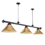 Wellmet 3 Light Pool Table Light, Billiard Lighting with Gold Metal Lamp Shades, Modern Kitchen Island Light Hanging Light Fixture for 7' 8' Pool Table, Game Room, Billiard Room, Man Cave