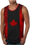 Men's Canadian Flag Tank Tops Sleeveless Vintage Maple Leaf 3D Graphic Tees Crew Neck Canada Day T-Shirts Gym Workout Top (Large,Black)
