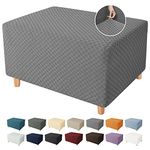 YEMYHOM Ottoman Cover Latest Jacquard Design High Stretch Folding Storage Footstool Protector Rectangle Removable Slipcover (Ottoman X-Large, Light Gray)