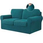 Stretch Sofa Cover with Separate Backrests Covers and Seat Cushions, Sofa Slipcover Anti-Slip with Elastic Band, Jacquard Fabric Furniture Protector (2 Seater(145-178cm),Teal)