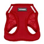 Best Pet Supplies Voyager Step-in Air Dog Harness - All Weather Mesh, Reflective, No Pull Harness for Small, Medium Dogs, Cats - Secure with Hook & Loop Fastener, Buckle, Double D-Rings - Red, M