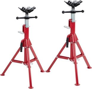 GarveeTech V Head Pipe Jack Stand, 4 Ball Transfer for 1/8 in -12 in Pipes, Adjustable Heavy Duty Pipe Stand, 28 in -52 in Height, 2500 LBS, Portable Foldable Jack Stand for Welding Cutting, 2 Pcs