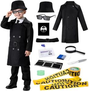 deAO Kids Detective Fingerprint Kit with Costume Spy Gear Set Includes Trench Coat for Boys and Girls Fingerprint Toys Suitable gifts for boys aged 4-11 Halloween Costumes for Boys