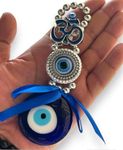 BLUE BEADS Turkish Feng Shui Vastu Blue Glass Evil Eye Hanging/Door Hanging Nazar Batu for Protection and Good Luck - Perfect for Gifting Home or Office (Om)