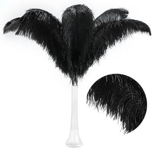 Larryhot Black Ostrich Feathers Bulk - 28-30 inch 10pcs Feathers for Vase,Wedding Party Centerpieces and Home Decorations (Black)