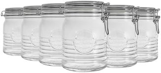 Bormioli Rocco Officina 1825 Glass Storage Jar with Airtight Clip Lid - 750ml - Pack of 6