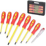 HORUSDY 8-Piece Insulated Screwdriver Set, 1000V Approved Magnetic Tip Slotted Phillips Electricians Tool With Carry Case