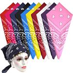 KUUQA 10Pcs Paisley Bandanas Assorted Cowboy Bandanas Unisex Novelty Print Head Wrap Scarf Wristband for Adults and Kids (10 Colors)