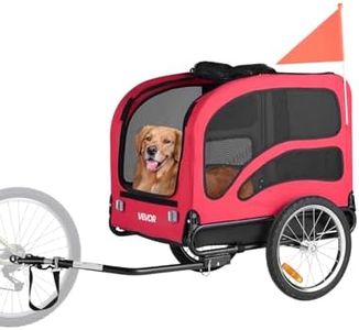 VEVOR Dog Bike Trailer, Supports up to 100 lbs, Pet Cart Bicycle Carrier for Small & Large Dogs, Easy Folding Frame with Quick Release Wheel, Universal Bicycle Coupler, Reflector, Flag, Internal Leash