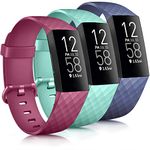 Tobfit Band Compatible with Fitbit Charge 4 Bands & Fitbit Charge 3 Bands, Classic Sport Wristbands Accessory Small Large Adjustable Replacement Strap for Fitbit Charge 4 & Fitbit Charge 3 & Fibit Charge 3 SE Fitness Tracker (3 PCS-01 Navy blue+Wine+ Mint green, Small)