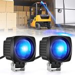 eTzone LED Forklift Safety Light DC 12-100V Rounded Blue Forklift Backup Lights 10W Warehouse Pedestrian Warning Spot Light - 2Pack