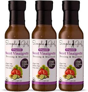 Simple Girl Organic Sweet Vinaigrette Sugar-Free Salad Dressing - 3 Bottles - 12 oz - Certified Organic - Kosher- Gluten Free - Vegan - Carb Free - Fat Free - Low Calorie Diet Friendly