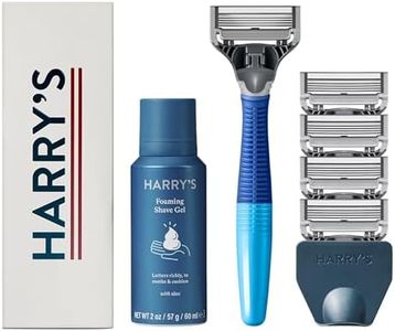 Harry's Razors for Men - Men's Razor Set with 5 Razor Blade Refills, Travel Blade Cover, 2 oz Shave Gel (Ocean Blue)