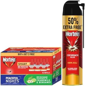Mortein Insta5 Mosquito Repellent Liquid Refill - 45ml x 6 (Buy 4 Get 2 Free) & Mortein Cockroach Killer Spray, Crawling Insect Killer Spray, 625 ml|Deep-Reach Nozzle | 100% Kill Guarantee