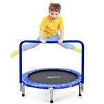 COSTWAY Mini Trampoline, 36 Inch Kids Exercise Rebounder with Foam Handrail and Safety Padded Cover, Foldable Toddler Trampolines for Indoor Outdoor (Blue)