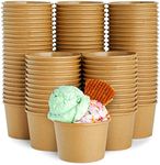 Juvale 100 Pack Paper Ice Cream Cups, Disposable Dessert Bowls for Sundae Bar, Frozen Yogurt, Brown (8 oz)