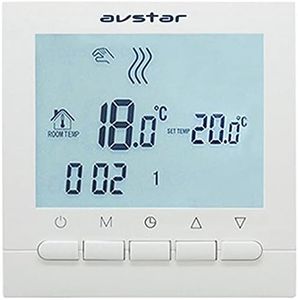 AVStar Thermostat programmable intelligent pour chauffage de chaudières à gaz – écran LCD pour facilité de contrôle et programmation - boîtier et éclairage blanc élégant – Fonctionne avec piles
