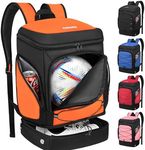 Ciihars Soccer Backpack,Soccer Bag with Ball Holder, Includes Separate Cleat Shoe and Ball Compartment Sport Equipment Bags Fit Basketball Volleyball Football (orange)