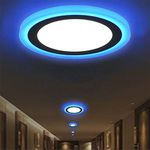 2X 6W Dual Colour LED Recessed Panel Light Cool White Blue Ring Mains 240V Spotlight Down Lighting Slim Edge Lit Halo Energy Saving (2X)