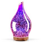 Porseme Essential Oil Diffuser 3D Firework Glass Aromatherapy Ultrasonic Humidifier Auto Shut-Off Timer Setting BPA Free Aroma Decoration for Home Office Spa Gift 100ml (Rose Gold)