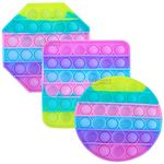 Toyshine Pack of 3- Square, Octagone, Circle - Fidget Popping Sounds Toy, BPA Free Silicone, Push Bubbles Toy for Autism Stress Reliever, Sensory Toy - Light Color