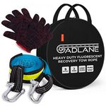 GADLANE Heavy Duty Tow Rope - 5m Tow Strap With Reflective Strips Road Breakdown Recovery Straps - Winch Rope with Two Safety Hooks - Tow Rope Heavy Duty 4x4, Cars, Vans, Boats - 3 Tons (5 Metres)