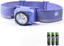 NEXTORCH eStar 1300 Lumens Headlamp Rechargeable, Running LED Headlight Extra Lightweight with Spot & Flood, Red Light, Waterproof Headband for Outdoor Camping Hiking Working, 3*AAA Batteries, Purple
