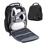 USA GEAR VR Headset Case - Virtual Reality Backpack with Customizable Interior Compartments Compatible with Oculus Quest 2 VR Gaming Headset, Controllers, and More Oculus Quest 2 Accessories - Black