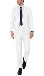 WEEN CHARM Men's Suits Slim Fit 2 Piece Two Button Blazer Wedding Prom Tuxedo Single Breasted Jacket Pants Set, White, Large