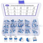 Taiss Variable Resistor Potentiometer 6mm Potentiometer kit 15 Values 100 Ohm -2M Ohm Potentiometer 120PCS Assortment Kit with Transparent Plastic Box