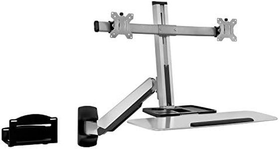 Mount-It! Sit Stand Dual Monitor Wall Mount Workstation & Stand Up Computer Station with Articulating Keyboard Tray Arm and CPU Holder