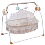 PIOJNYEN Electric Baby Crib Cradle Baby Swing Chair Infant Rocker Auto Swing Bed Baby Cradle (Kahki)