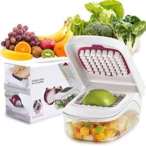 Fullstar Vegetable Chopper, Spiral Vegetable Slicer, Vegetable Slicer with Container, Onion Vegetable Mandolin Slicer, Professional Food Chopper, Slicer Dicer