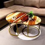 Artlivo Sheesham Solid Wood Coffee Table - Set of 2 (27/22 inch Dia) for Living|Drawing|Bedroom|Office|Balcony|Gift|Diwali|Wedding