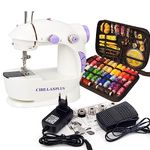 CHILLAXPLUS sewing machine with 24 Thread Kit for home tailoring, silai machine, mini sewing machine for home, stitching machine for home, portable sewing machine(White & Purple)