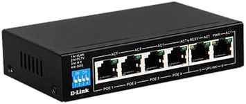 D-Link DES-F1006P-E Unmanaged 6-Port PoE Switch with 4 Long Reach 250m PoE+ Ports + 2 Uplink Ports. 60W PoE Budget, Surge Protection, VLAN/QoS/PoE