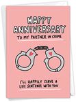 Partner in Crime - Anniversary Card with Envelope (4.63 x 6.75 Inch) - with Cufflinks of Love C7240ANG