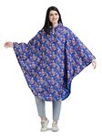 Super Women's Reversible Waterproof Raincoat Poncho With Hood And Carrying Pouch for Ladies (LPON, Navy Blue, Free Size)