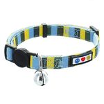 Pawtitas Pet Multicolor Cat Collar with Safety Buckle and Removable Bell Cat Collar Kitten Collar Blue/Yellow/Green Cat Collar