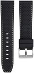 Strapseeker Perforated Stitch Soft Silicone Rubber Watch Bands- Quick-Release Watch Straps - 20mm, 22mm-Replacement Watch Bands for Men & Women-For Sports & Dive Watches (20mm, Black with White Stitch)