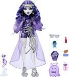 Monster High Spectra Vondergeist Doll with Pet Ferret Rhuen and Accessories Like Backpack, Tablet, Snacks and More