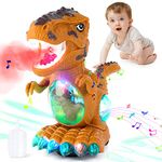 Thedttoy Baby Toys 12 18 Months Dinosaur Light Up Toys, Sensory Walking Toys for 1 2 3 4+ Year Old Toddler, Musical Dinosaur Toy Christmas Birthday Gifts Present for Girls Boys Age 1 2 3 (With Spray)