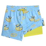 MaaMgic Mens Swim Trunks with Compression Liner 2 in 1 Swimming Shorts Stretch 5.5" Quick Dry Bathing Suits,Ducks Blue,Large